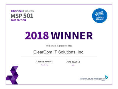 MSP 501 Managed Service Provider 2018 Winner