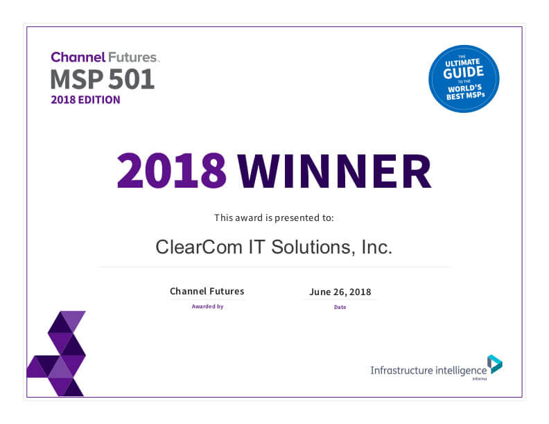 MSP 501 Managed Service Provider 2018 Winner